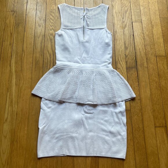 Milly New York Size S White Crochet Trim Sleeveless Knit Bodycon Peplum Dress - Picture 16 of 16